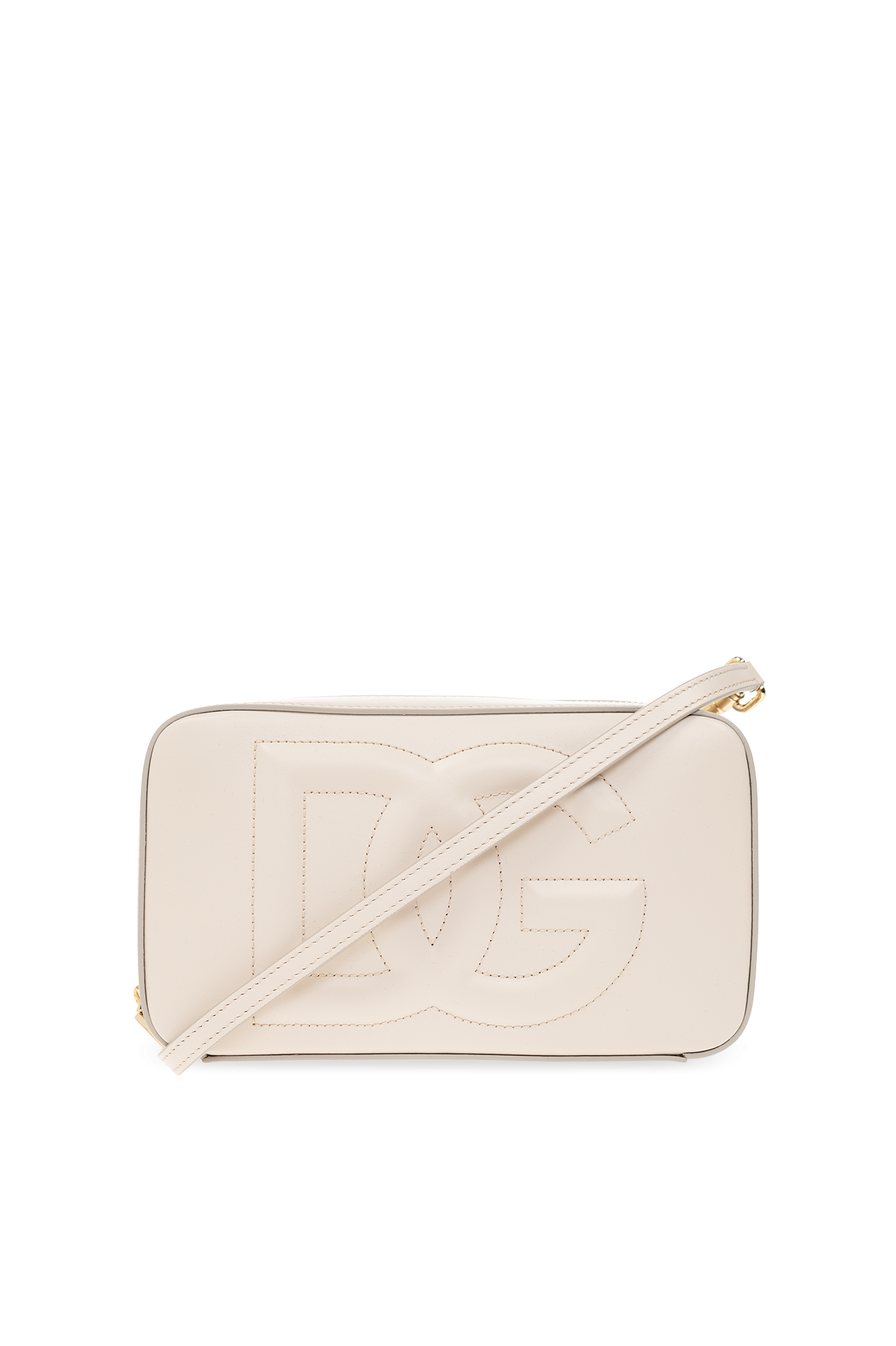 White leather Dolce & Gabbana mini shoulder bag w/ gold on sale hardware